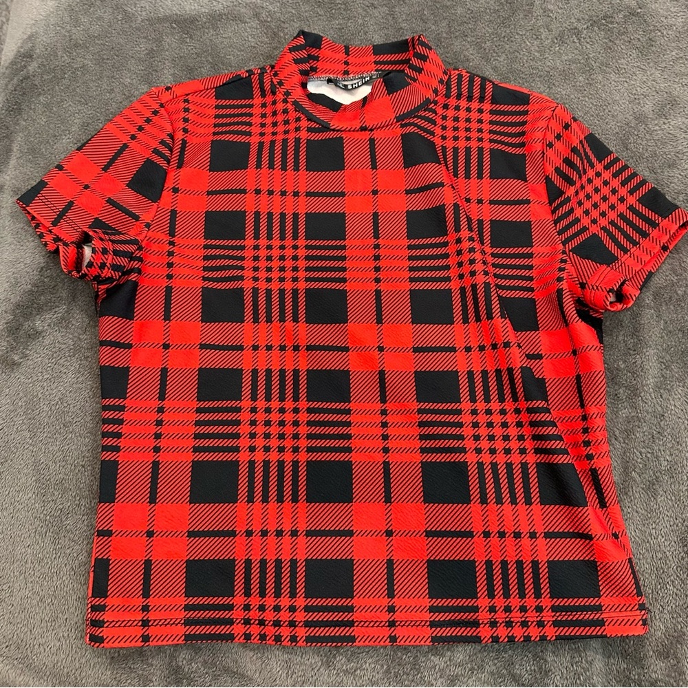 Red and black shein top